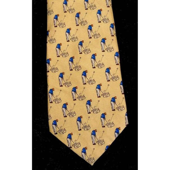 Lauren Ralph Lauren Other - Lauren/Ralph Lauren Golf Neck Tie Yellow Silk Made in USA-EUC-